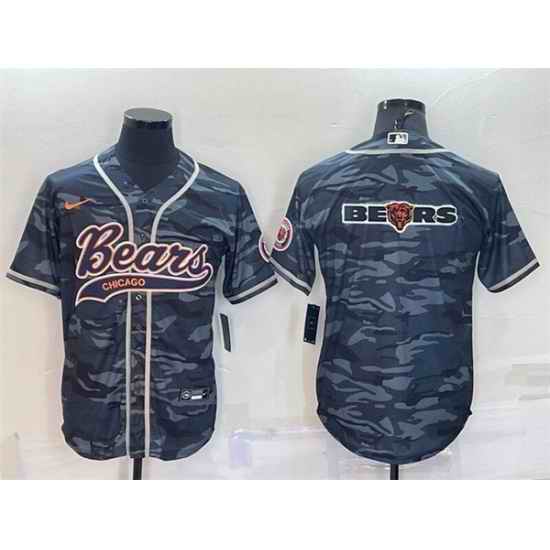 Men Chicago Bears Grey Camo Team Big Logo With Patch Cool Base Stitched Baseball Jersey->cincinnati bengals->NFL Jersey