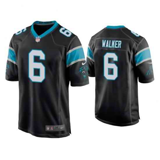 Men's Carolina Panthers #6 P.J. Walker Black Game Nike Jersey->women nfl jersey->Women Jersey