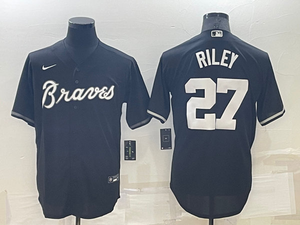 Men's Atlanta Braves #27 Austin Riley Black Cool Base Stitched Baseball Jersey->boston red sox->MLB Jersey