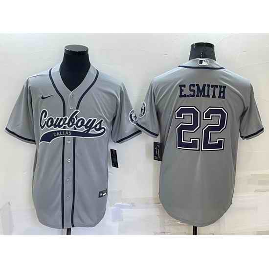 Men Dallas Cowboys #22 Emmitt Smith Grey Cool Base Stitched Baseball Jersey->dallas cowboys->NFL Jersey