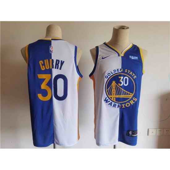Men Golden State Warriors #30 Stephen Curry Blue White Split Stitched Basletball Jersey->chicago bulls->NBA Jersey