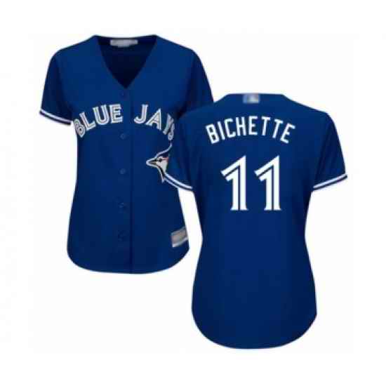Women's Toronto Blue Jays #11 Bo Bichette Authentic Blue Alternate Baseball Player Jersey->women mlb jersey->Women Jersey