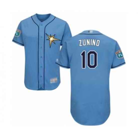 Men's Tampa Bay Rays #10 Mike Zunino Light Blue Flexbase Authentic Collection Baseball Player Jersey->tampa bay rays->MLB Jersey