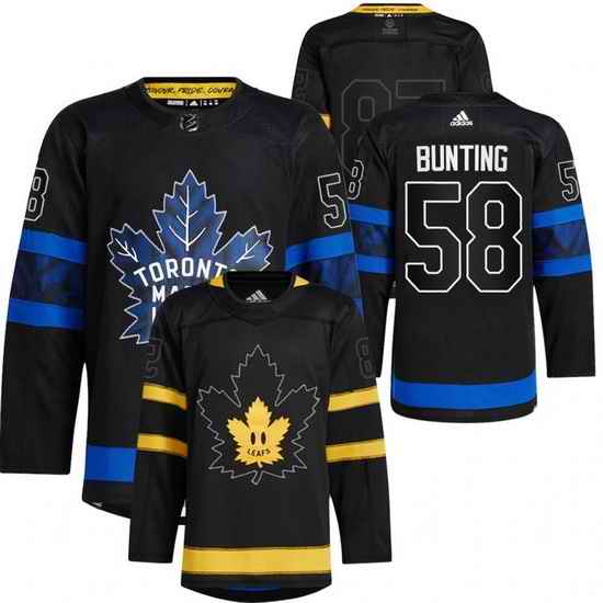 Men Toronto Maple Leafs Black #58 Michael Bunting Alternate Premier Breakaway Reversible Stitched Jersey->toronto maple leafs->NHL Jersey