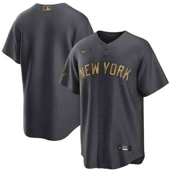 Men New York Yankees Blank 2022 All Star Charcoal Cool Base Stitched Baseball Jersey->2022 all star->MLB Jersey