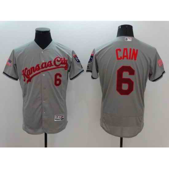 Men Kansas City Royals #6 Cain Grey Elite 2022 MLB Jersey->->Custom Jersey