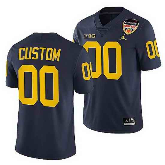 Michigan Wolverines Custom Navy 2021 Orange Bowl College Football Playoff Jersey->->Custom Jersey