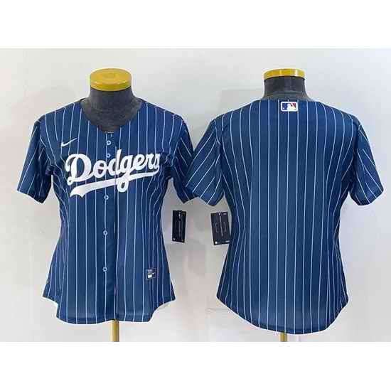 Women's Los Angeles Dodgers Blank Navy Blue Pinstripe Stitched MLB Cool Base Nike Jersey->women mlb jersey->Women Jersey