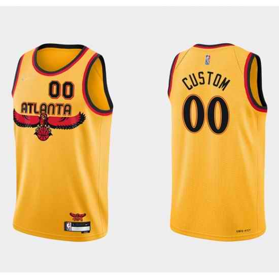 Men Women Youth Toddler Atlanta Hawks Active Player Custom 2021 #22 75th Anniversary Yellow City Edition Stitched Jersey->customized nba jersey->Custom Jersey