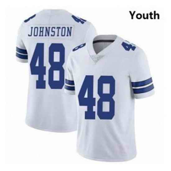 Youth Dallas Cowboys #48 Daryl Johnston Nike Vapor White Limited Jersey->youth nfl jersey->Youth Jersey