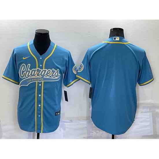 Men Los Angeles Chargers Blank Blue Cool Base Stitched Baseball Jersey->minnesota vikings->NFL Jersey