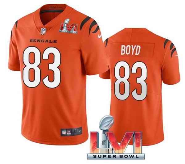 Nike Bengals #83 Tyler Boyd Orange 2022 Super Bowl LVI Vapor Limited Jersey->cincinnati bengals->NFL Jersey