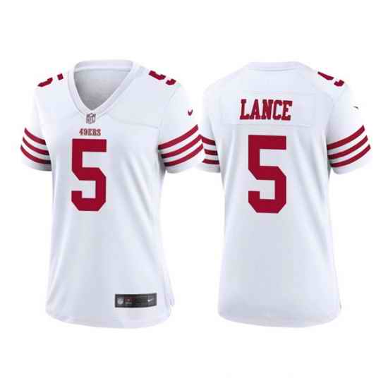 Women San Francisco 49ers #5 Trey Lance White Stitched Jersey->women nfl jersey->Women Jersey