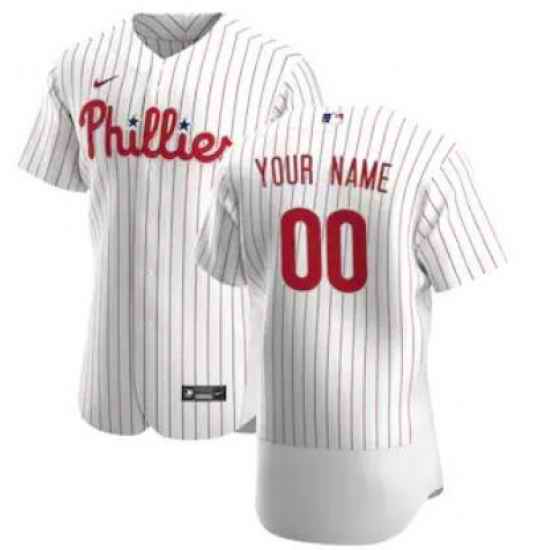 Men Women Youth Toddler Philadelphia Phillies White Strips Custom Nike MLB Flex Base Jersey->customized mlb jersey->Custom Jersey