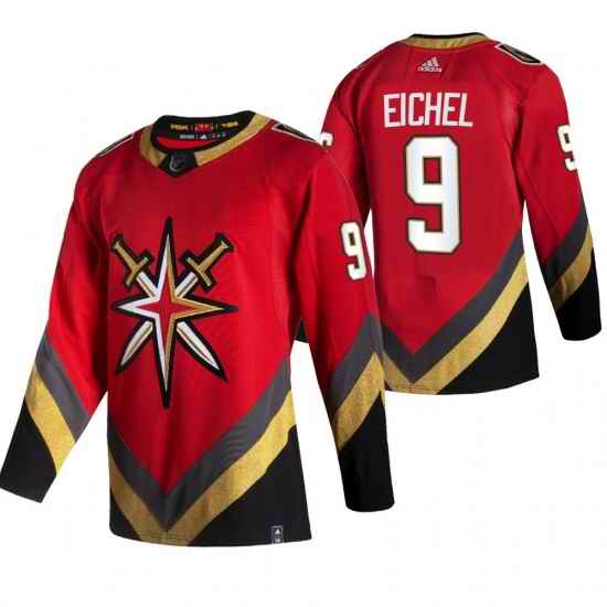 Men Vegas Golden Knights #9 Jack Eichel Red 2021 Reverse Retro Jersey->toronto maple leafs->NHL Jersey