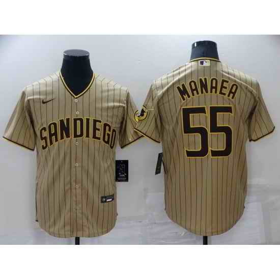 Men San Diego Padres #55 Sean Manaea Tan Brown Cool Base Stitched jersey->san diego padres->MLB Jersey
