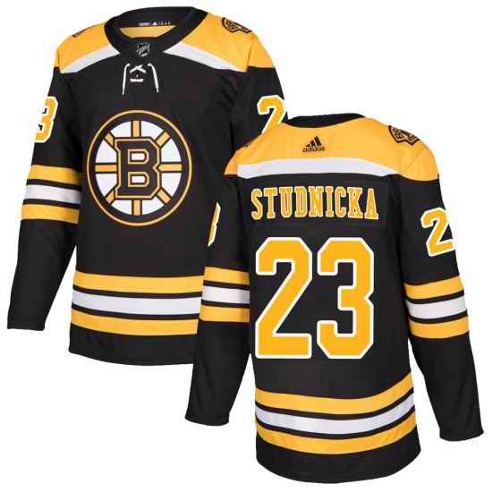 Men Boston Bruins Jack Studnicka Adidas Authentic Home Jersey Black->youth nhl jersey->Youth Jersey