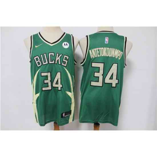 Men Milwaukee Bucks #34 Giannis Antetokounmpo Green Stitched Jersey->milwaukee bucks->NBA Jersey
