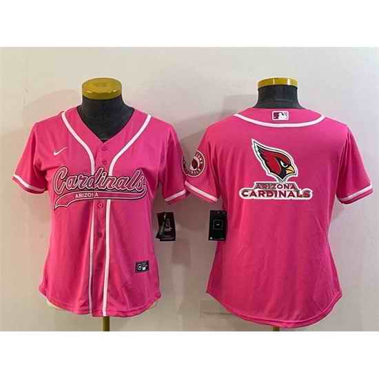 Women Arizona Cardinals Pink Team Big Logo With Patch Cool Base Stitched Baseball Jersey->women nfl jersey->Women Jersey