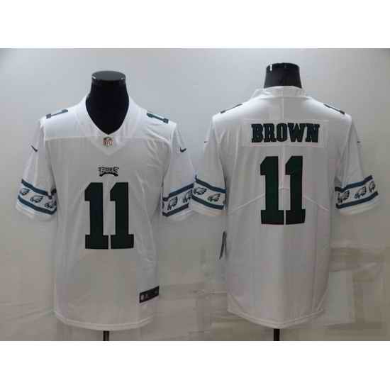 Men Philadelphia Eagles #11 A J Brown White Team Logo Cool Edition Stitched jersey->philadelphia eagles->NFL Jersey