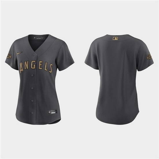 Women Los Angeles Angels Blank 2022 All Star Charcoal Stitched Baseball Jersey->2022 all star->MLB Jersey