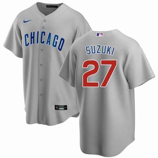 Men Chicago Cubs #27 Seiya Suzuki Grey Cool Base Stitched Baseball jersey