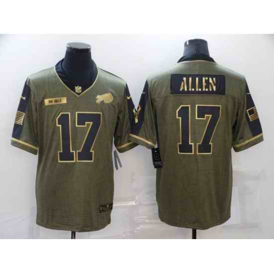 Men's Buffalo Bills #17 Josh Allen Nike Gold 2021 Salute To Service Limited Player Jersey->buffalo bills->NFL Jersey