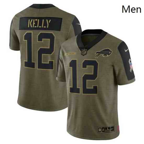 Men's Buffalo Bills Jim Kelly Nike Olive 2021 Salute To Service Retired Player Limited Jersey->buffalo bills->NFL Jersey