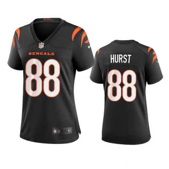 Women Cincinnati Bengals #88 Hayden Hurst Black Stitched Game Jersey->women nfl jersey->Women Jersey