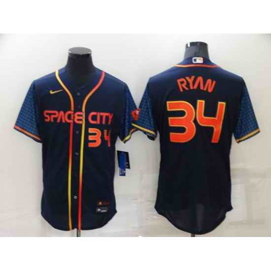 Men Houston Astros #34 Nolan Ryan 2022 Navy City Connect Flex Base Stitched Baseball Jerse->houston astros->MLB Jersey