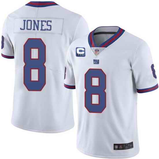 Men New York Giants 2022 #8 Daniel Jones White With 3-star C Patch Stitched NFL Jersey->new york giants->NFL Jersey