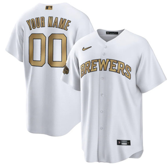 Men's Milwaukee Brewers Active Player Custom White 2022 All-Star Cool Base Stitched Baseball Jersey->milwaukee brewers->MLB Jersey