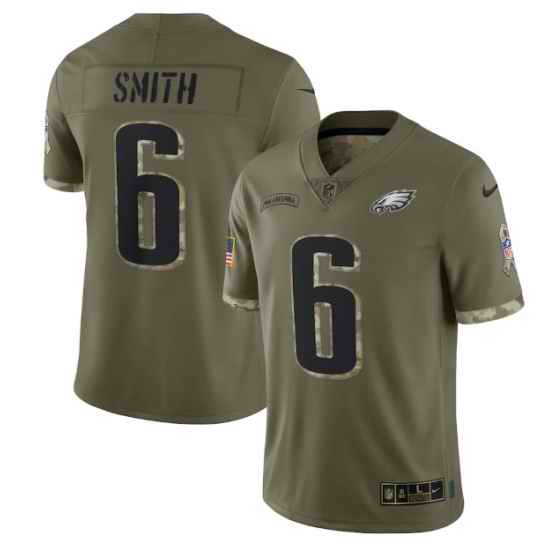 Men Philadelphia Eagles #6 DeVonta Smith Olive 2022 Salute To Service Limited Stitched Jersey->new york jets->NFL Jersey