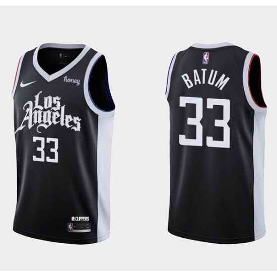 Men Los Angeles Clippers 33 Nicolas Batum 2020 #21 Black City Edition Stitched NBA Jersey->los angeles clippers->NBA Jersey