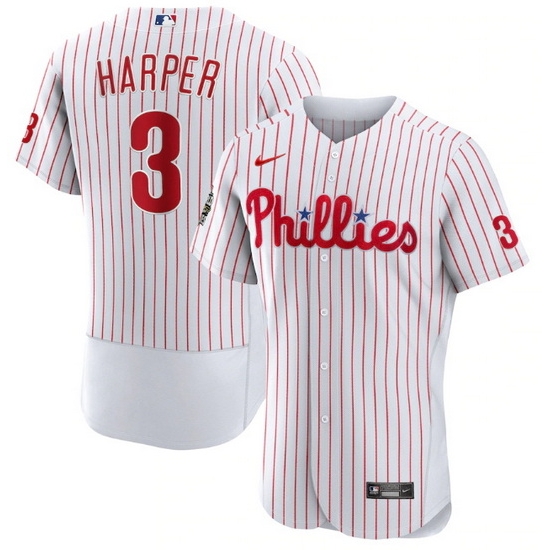 Men Philadelphia Phillies #3 Bryce Harper White 2022 World Series Flex Base Stitched Baseball Jersey->philadelphia phillies->MLB Jersey