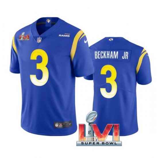 Nike Los Angeles Rams #3 Odell Beckham Jr. Royal 2022 Super Bowl LVI Vapor Limited Jersey->los angeles rams->NFL Jersey