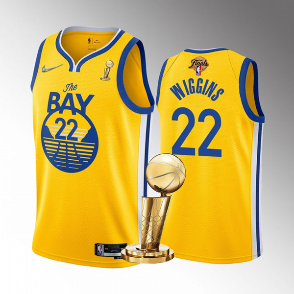 Men's Golden State Warriors #22 Andrew Wiggins Gold 2022 NBA Finals Champions Stitched Jersey->golden state warriors->NBA Jersey
