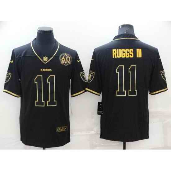 Men Las Vegas Raiders #11 Henry Ruggs III Black Gold With 60th Anniversary Patch Vapor Limited Stitched jersey->las vegas raiders->NFL Jersey