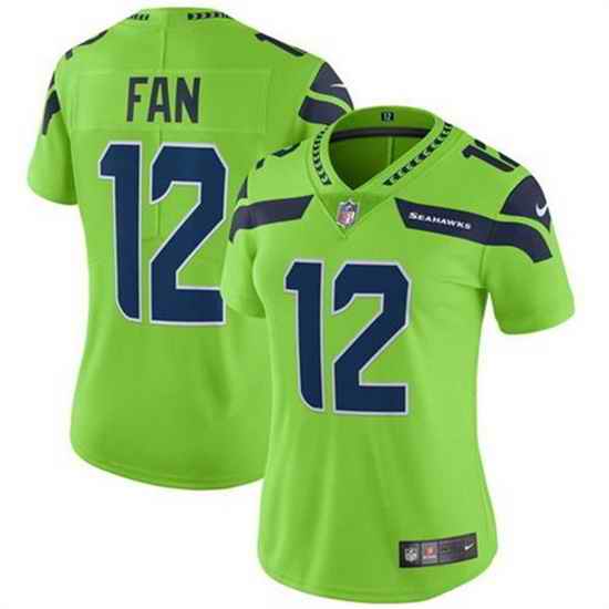 Women Seattle Seahawks #12 Fan Green Vapor Untouchable Limited Stitched NFL Jersey->women nfl jersey->Women Jersey