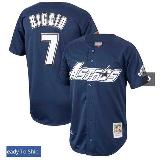 Astros #7 Craig Biggio Navy Blue Throwback Stitched MLB Jersey->houston astros->MLB Jersey
