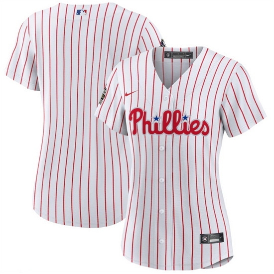 Women Philadelphia Phillies Blank White 2022 World Series Flex Base Stitched Baseball Jersey->women mlb jersey->Women Jersey