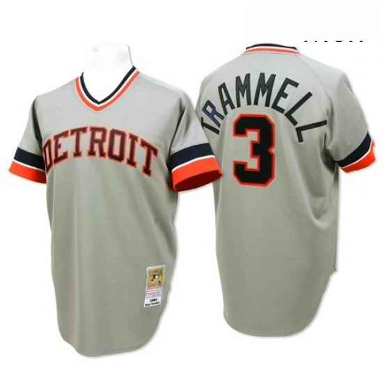 Mens Mitchell and Ness Detroit Tigers Customized Replica Grey Throwback MLB Jersey->->Custom Jersey