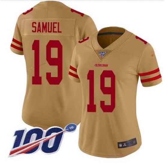 Women San Francisco 49ers #19 Deebo Samuel Gold Inverted Limited Jersey->cincinnati bengals->NFL Jersey