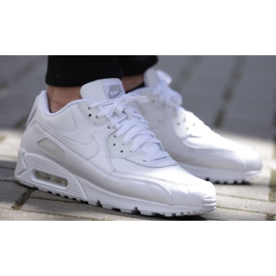 Men Nike Air Max #90 All White Shoes->nike air max 90->Sneakers