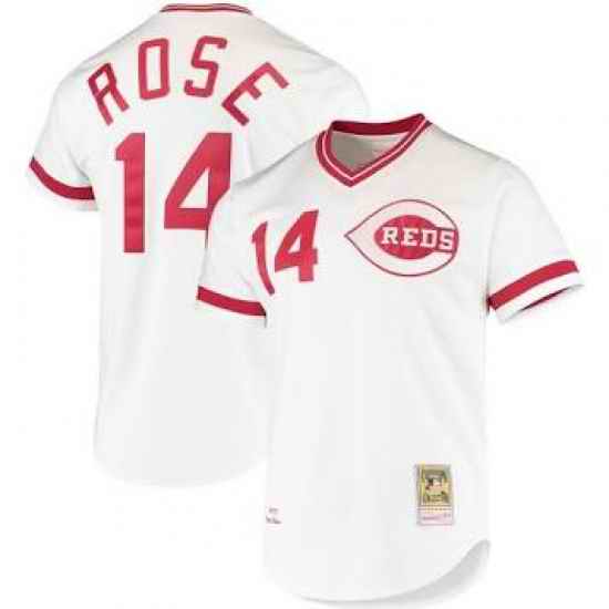 Cincinnati Reds #14 Pete Rose White Throwback Jersey->cincinnati reds->MLB Jersey