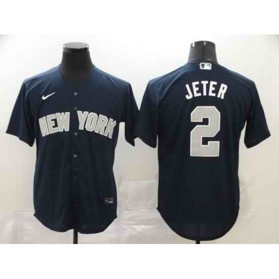 Men New York Yankees #2 Derek Jeter Navy Cool Base Stitched jersey->new york mets->MLB Jersey