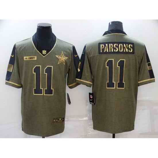 Men Dallas Cowboys #11 Micah Parsons Gold 2021 Salute To Service Limited Stitched Jersey->dallas cowboys->NFL Jersey