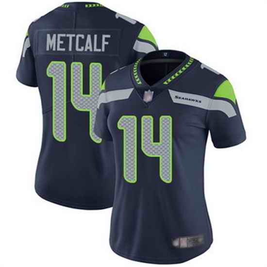 Women Seattle Seahawks #14 D K  Metcalf Navy Vapor Untouchable Stitched Jersey