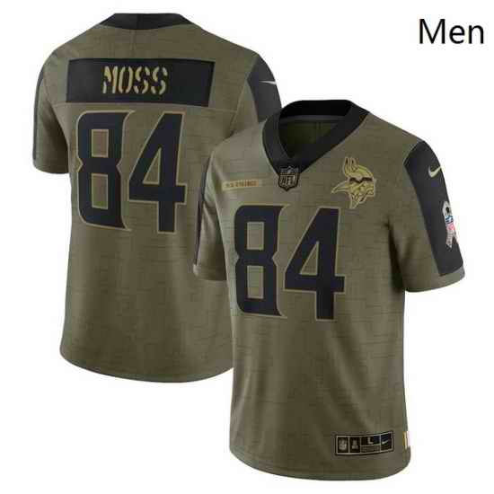 Men's Minnesota Vikings Randy Moss Nike Olive 2021 Salute To Service Retired Player Limited Jersey->new england patriots->NFL Jersey