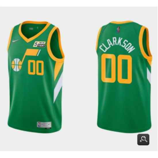 Men Utah Jazz #00 Jordan Clarkson Green Earned Edition Swingman Stitched Jersey->utah jazz jerseys->NBA Jersey